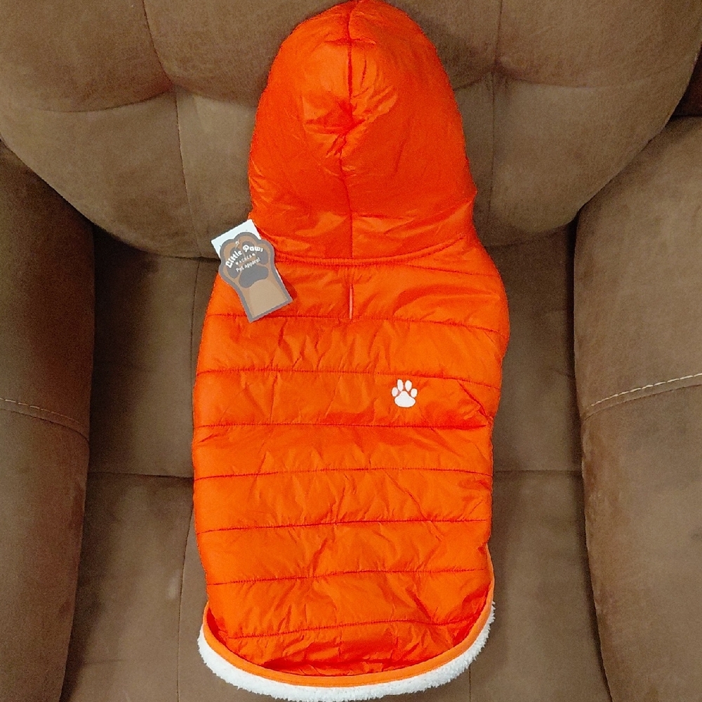 Cozy Orange Dog Hoodie with Paw Print